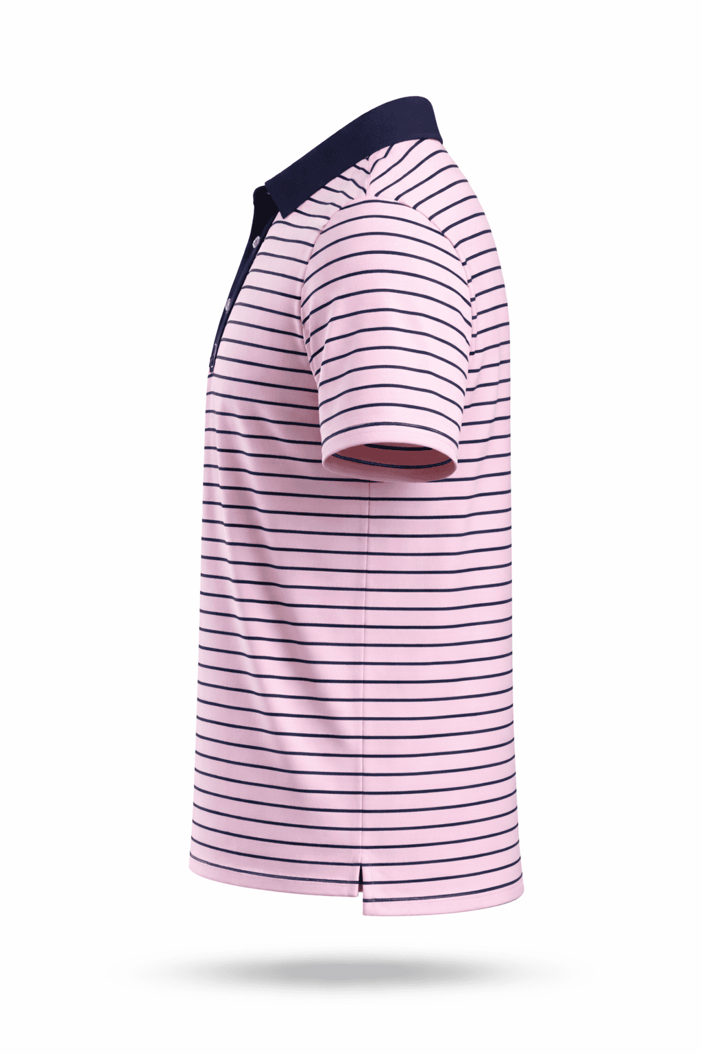 Classic Striped Performance Polo – Pink & Navy - Image 2